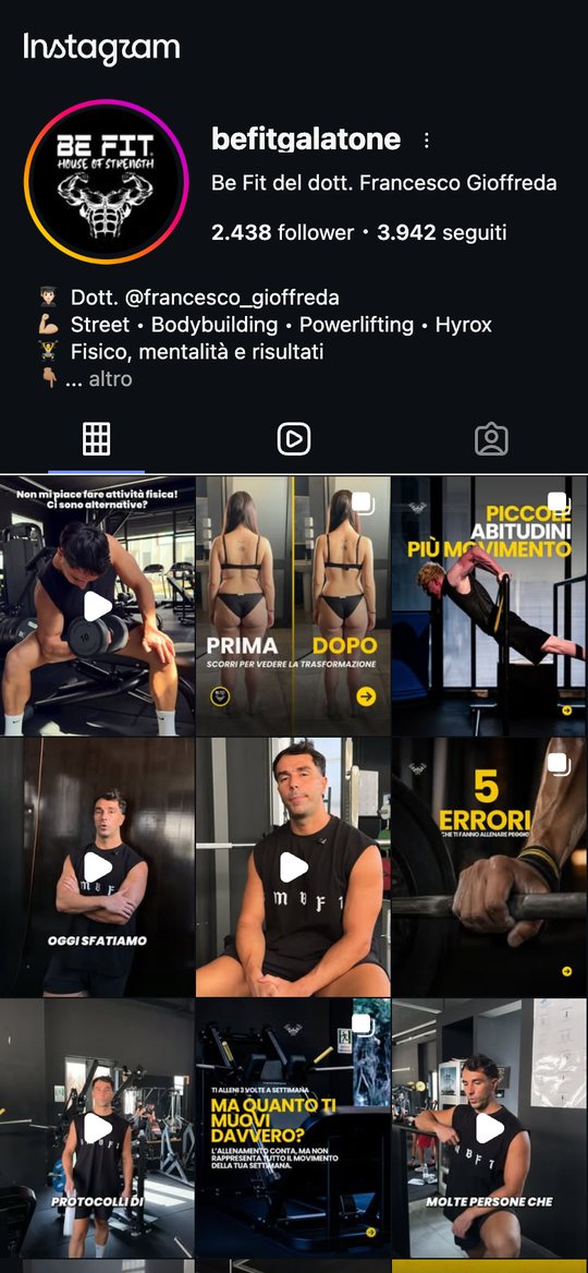 Il profilo Instagram di @befitgalatone oggi