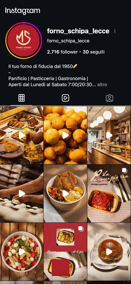 Il profilo Instagram di @forno_schipa_lecce oggi