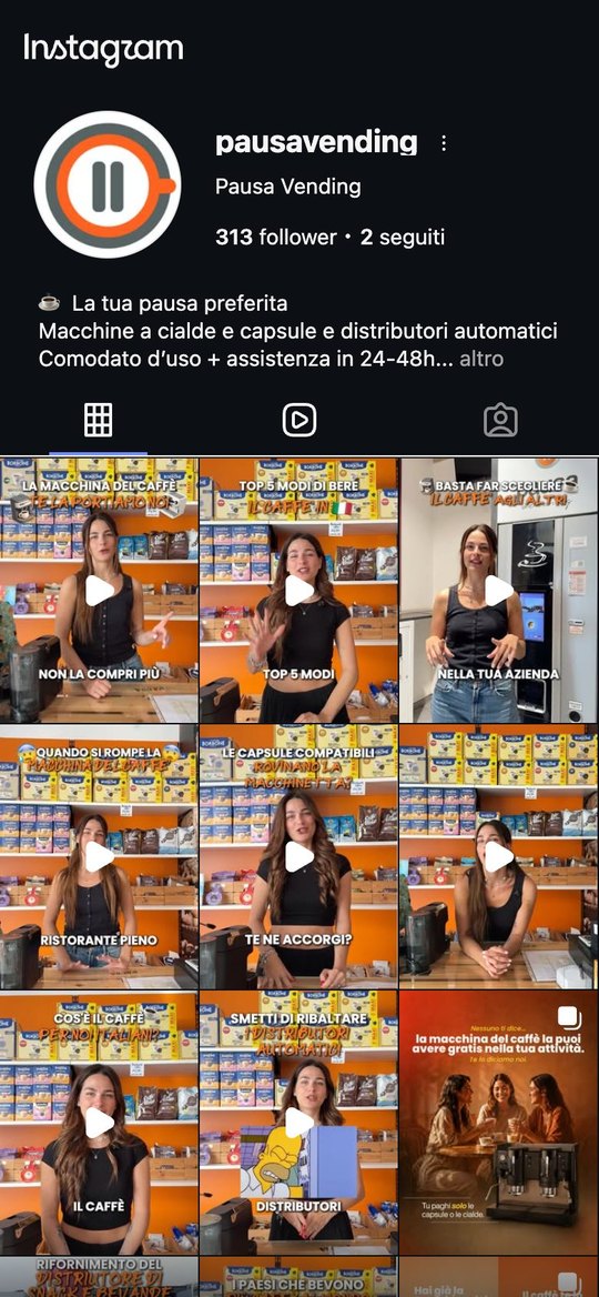Il profilo Instagram di @pausavending oggi