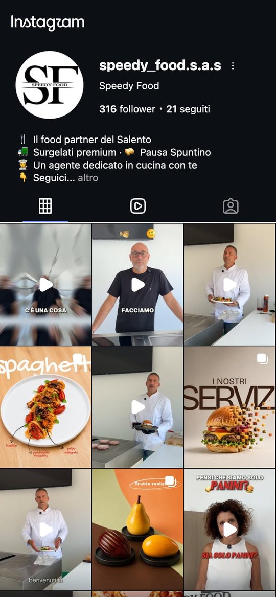 Il profilo Instagram di @speedy_food.s.a.s oggi