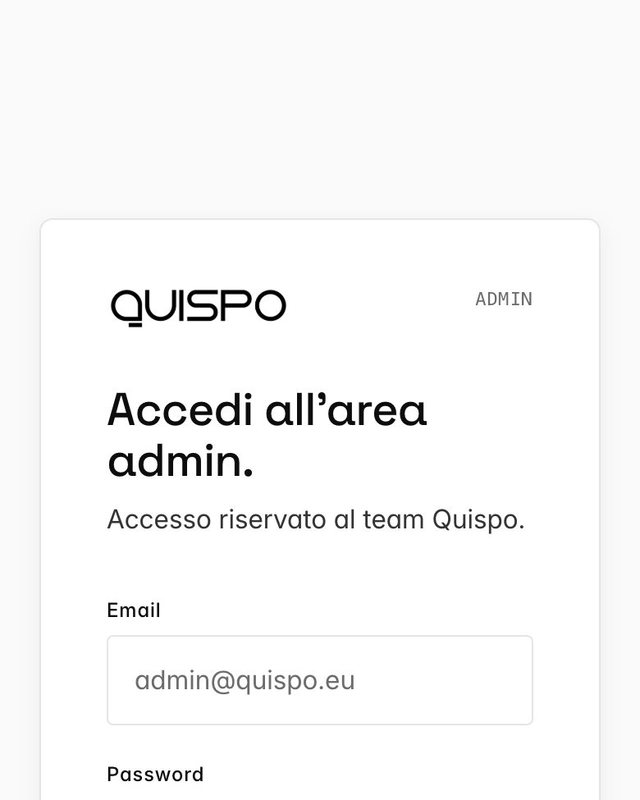 L'accesso al back-office di quispo.eu, riservato al team