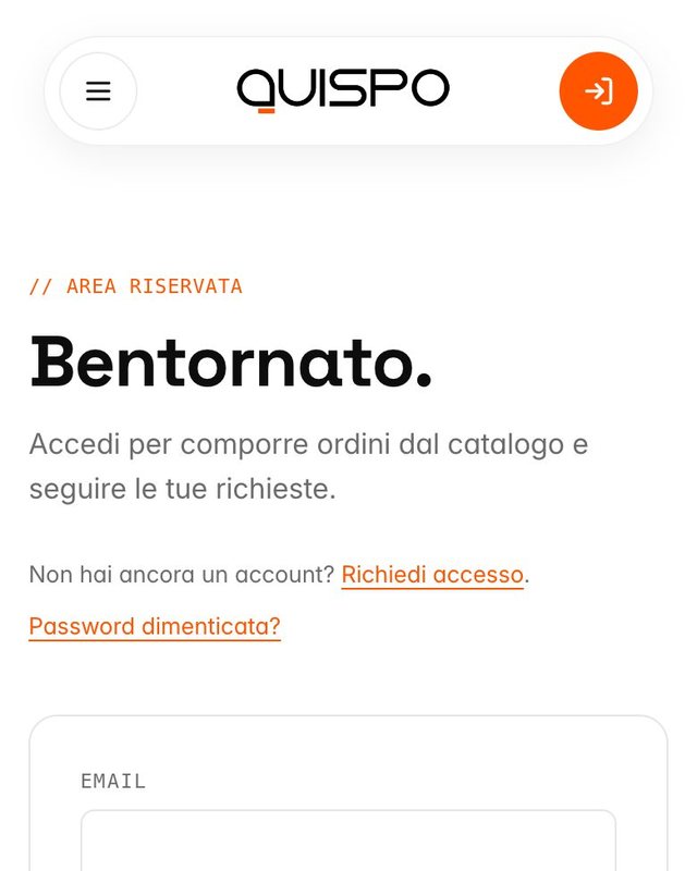 L'ingresso dell'area rivenditori di quispo.eu dal telefono